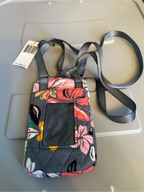 Vera Bradley Quilted Floral Lanyard Mini Cellphone Crossbody - Grey Multi Floral